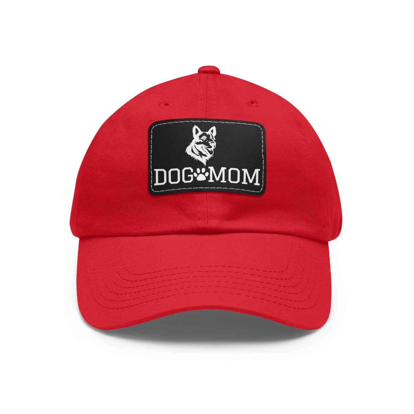 German Shepherd "Dog Mom" with Paw Print | Dad Hat with Leather Patch (Rectangle)