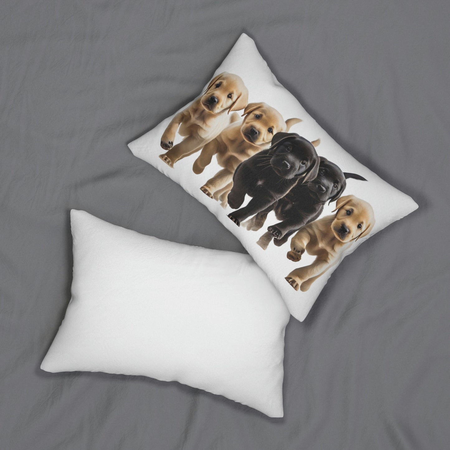 Labrador Puppies Spun Polyester Lumbar Pillow