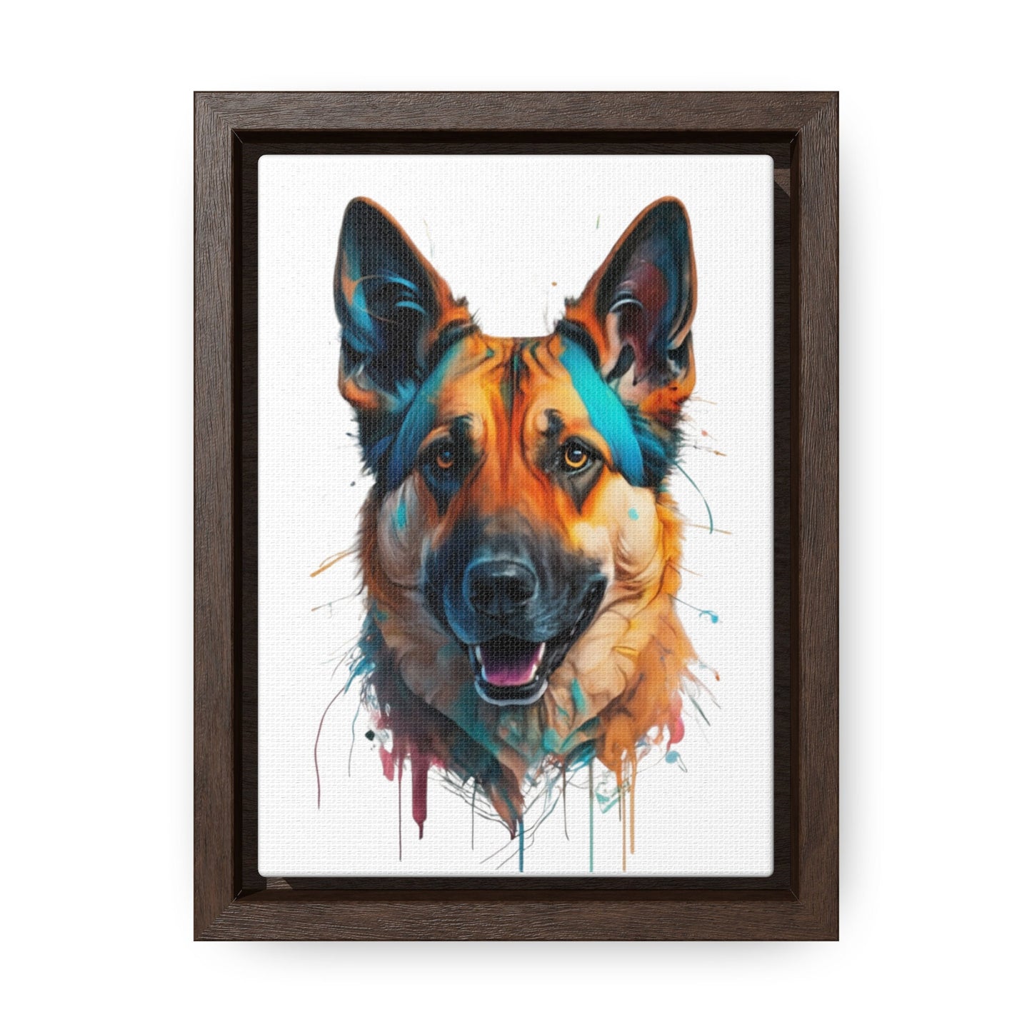 German Shepherd Watercolor Canvas Wrap, Wood Frame