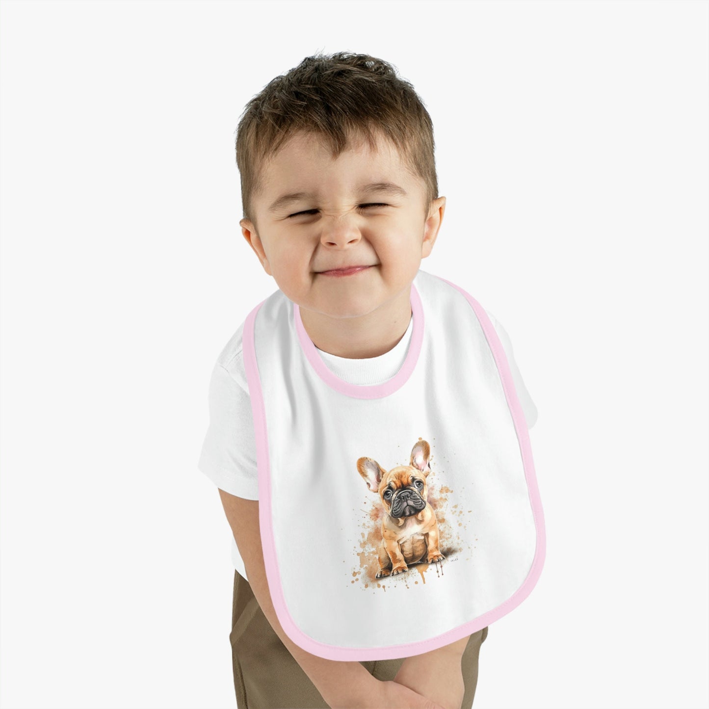 French Bulldog Puppy | Baby Contrast Trim Jersey Bib