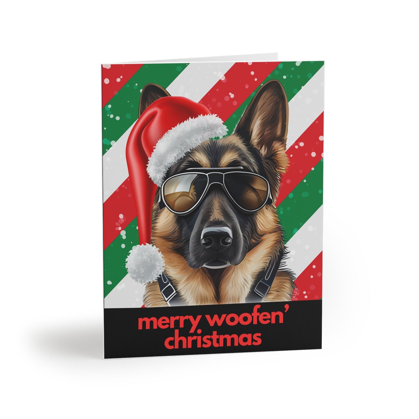 Merry Woofen' Christmas German Shepherd Greeting cards (8, 16, and 24 pcs)