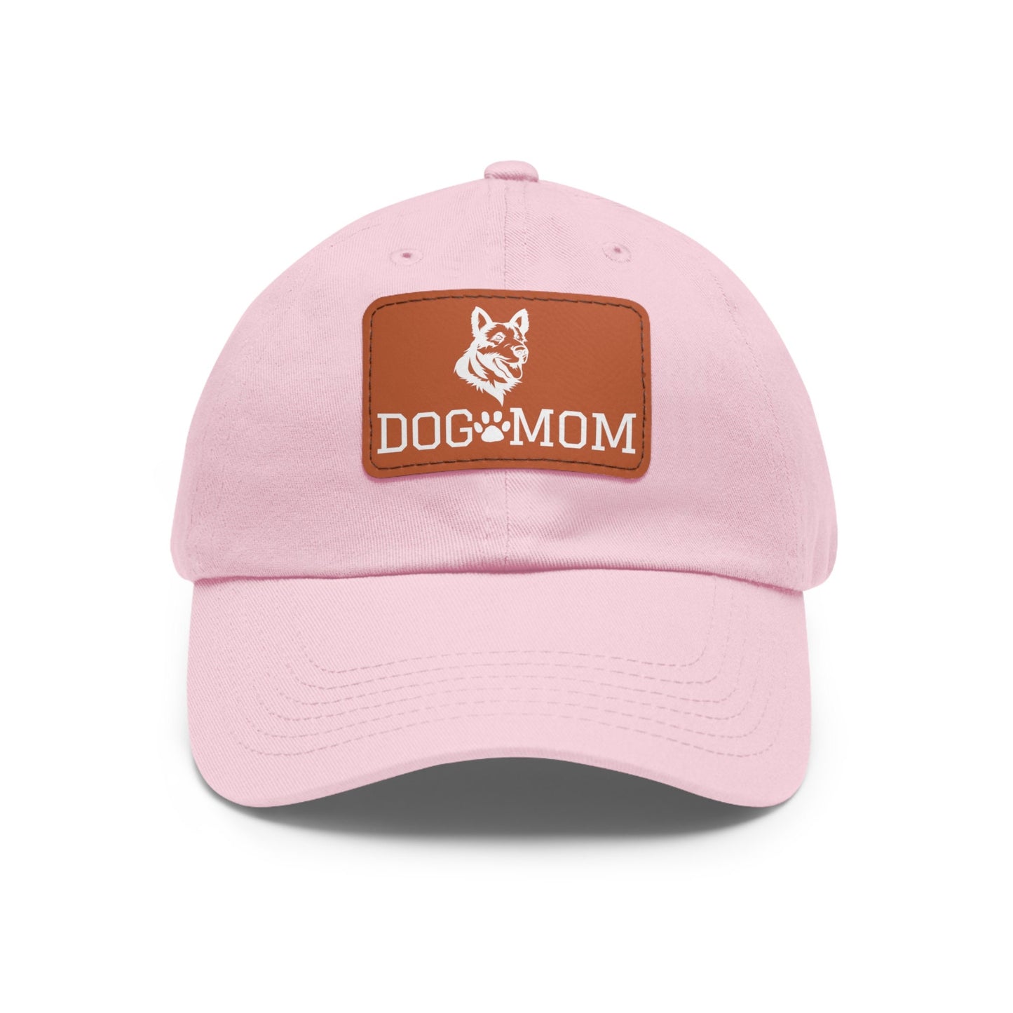 German Shepherd "Dog Mom" with Paw Print | Dad Hat with Leather Patch (Rectangle)