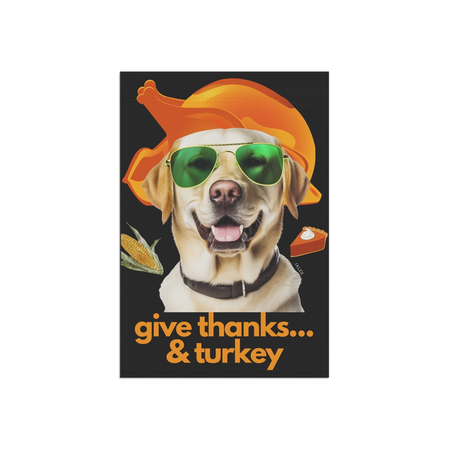 Labrador Flag, Garden Flag, Give Thanks & Turkey, House Flag, Banner, Printed Both Sides