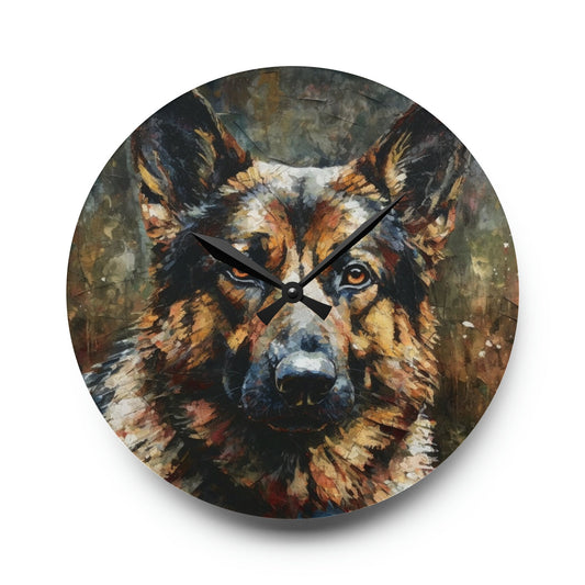 German Shepherd Majestic Painting | Gifts for Dog Owners | Acrylic Wall Clock