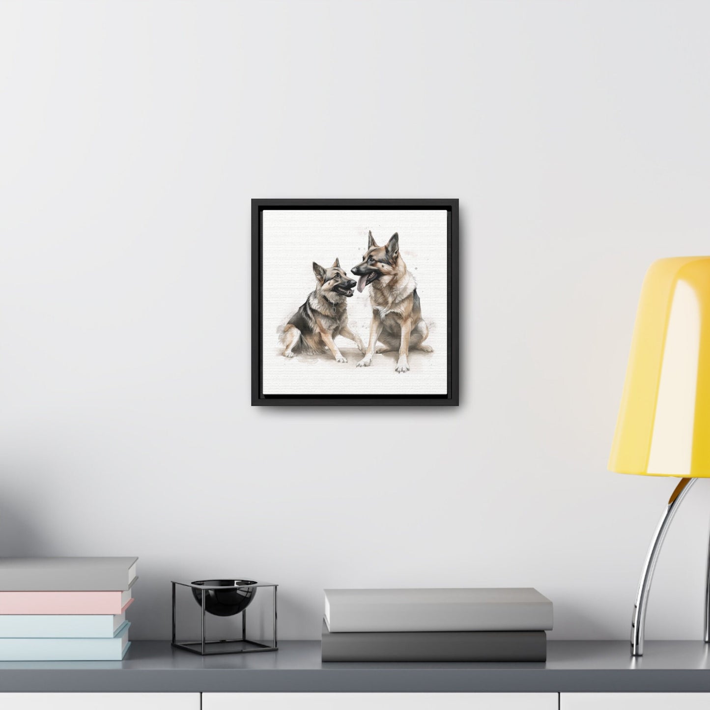 German Shepherds Playing | Framed Canvas