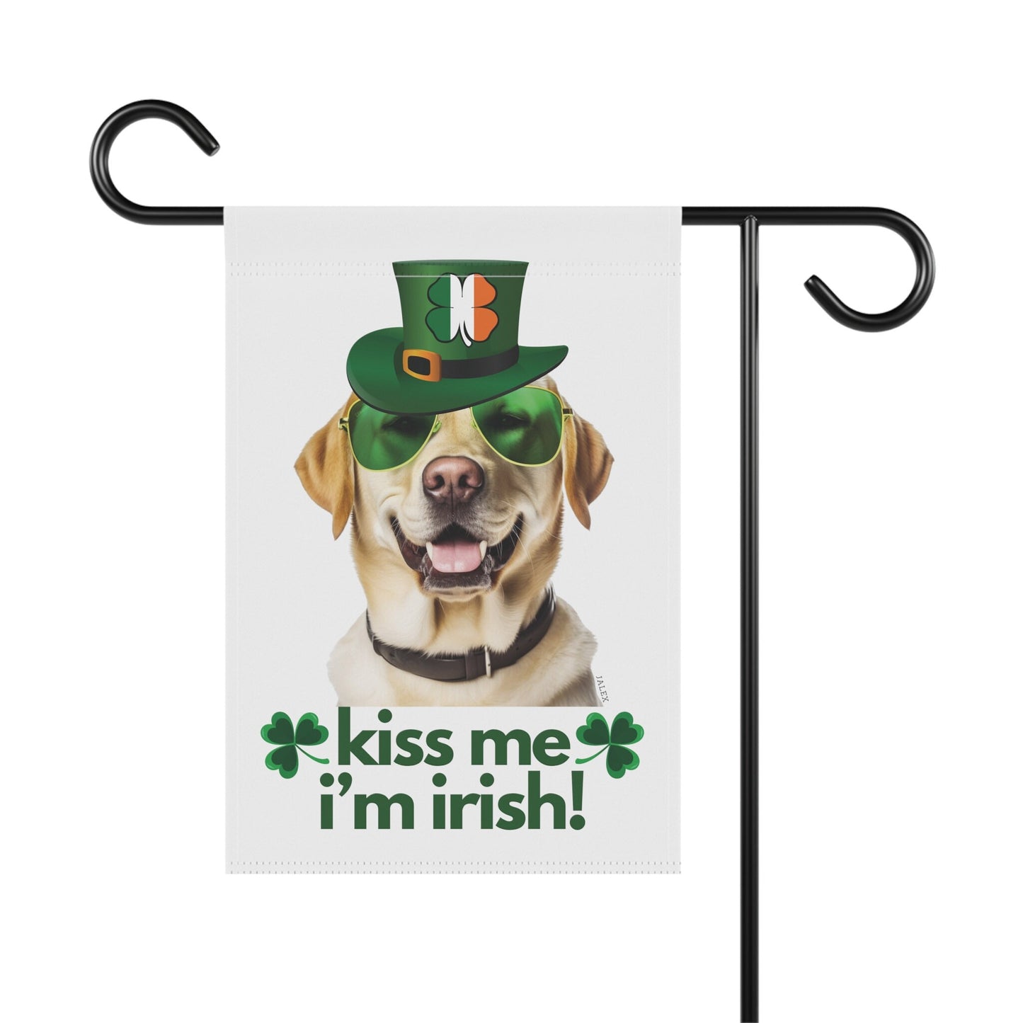 Yellow Labrador Flag, Garden Flag, Kiss Me I'm Irish!, House Flag, Banner, Printed Both Sides, Gift, Dog Lover, St. Patrick's Day