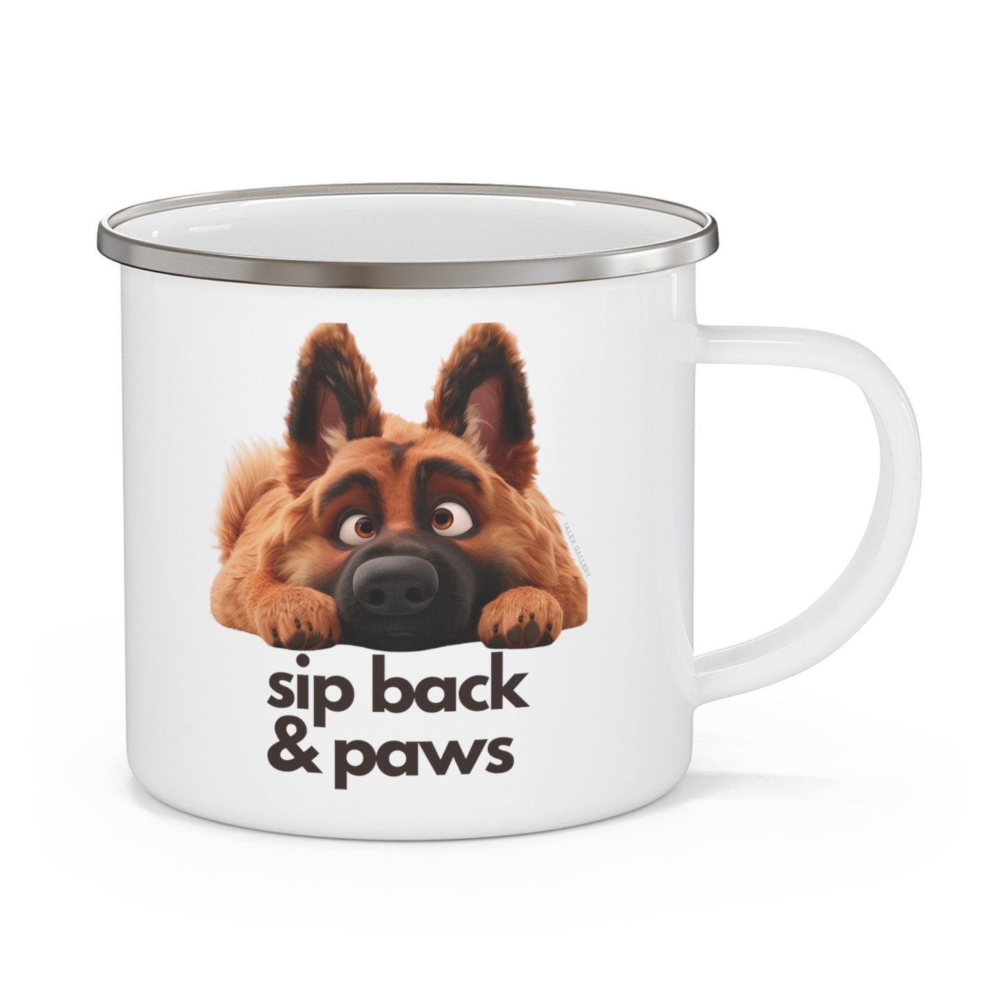 German Shepherd Cute Paws & Reflect Gift Dog Lover Enamel Camping Mug