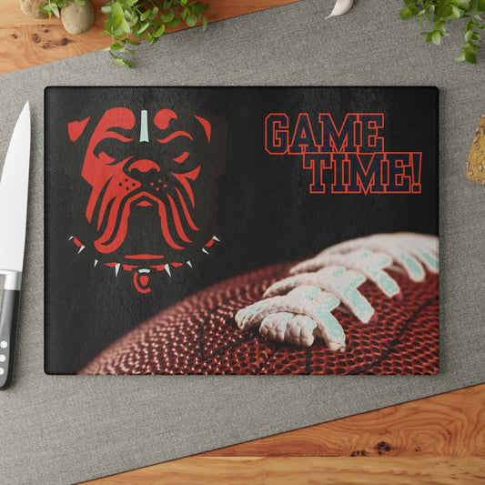 Game Time Football Closeup Black Background | Cleveland Browns  | Glass Cutting Board