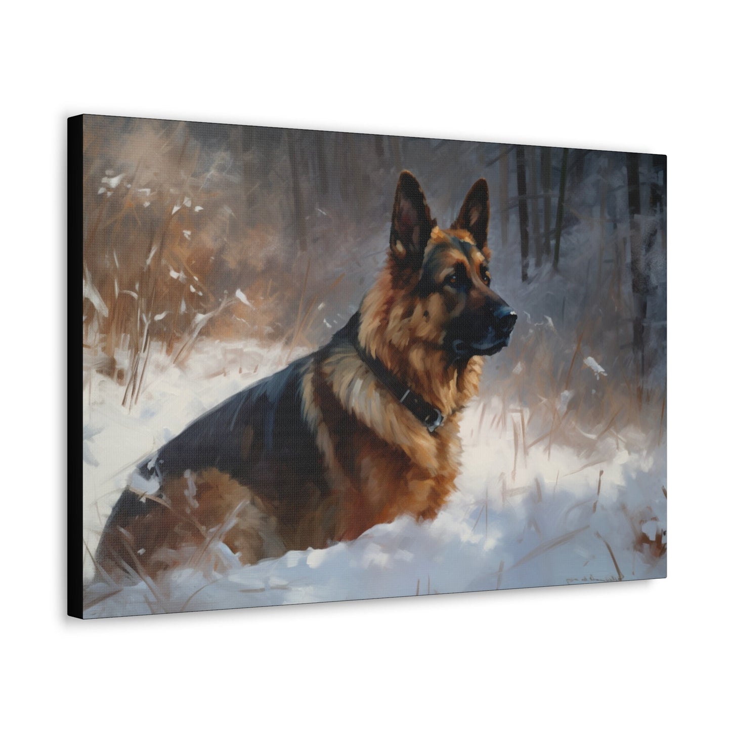 German Shepherd in the Snow | Canvas Gallery Wrap