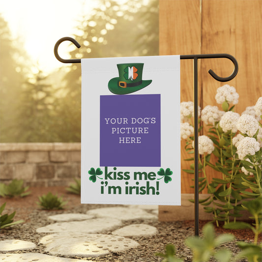 CUSTOMIZED Flag, Garden Flag, Kiss Me I'm Irish!, House Flag, Banner, Printed Both Sides, Gift, Dog Lover, St. Patrick's Day