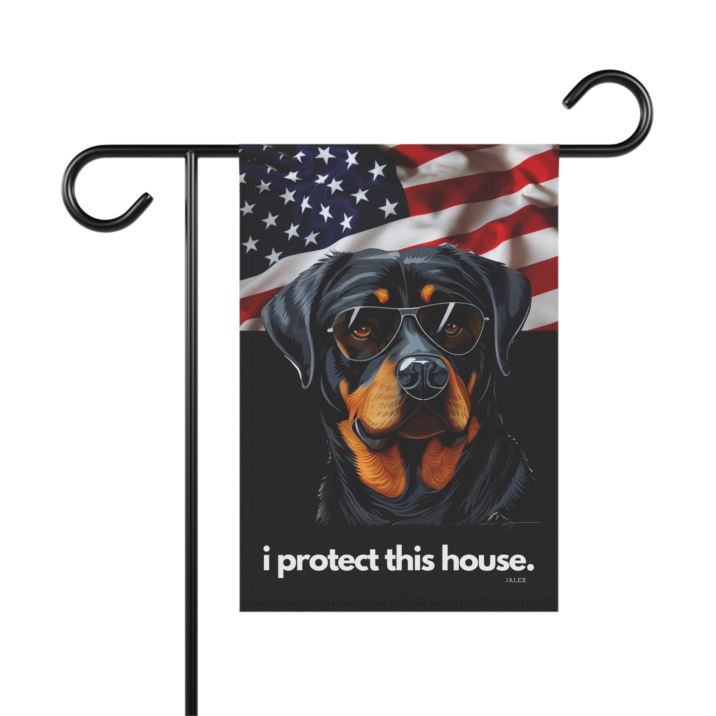 Rottweiler Flag, Garden Flag, I Protect This House, Patriotic, USA, United States, American, House Flag, Banner, Printed Bot