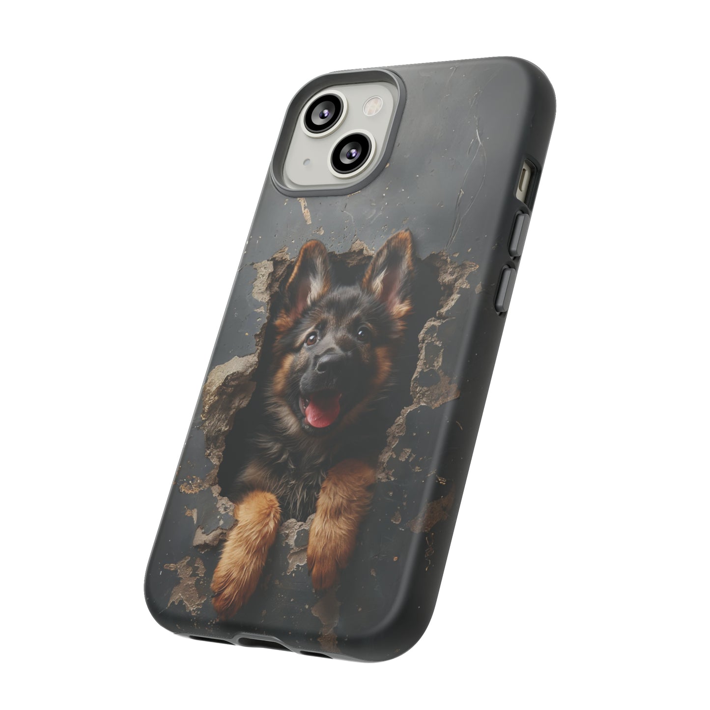 German Shepherd Puppy Breaking Wall | Dark Colors | Tough Phone Cases