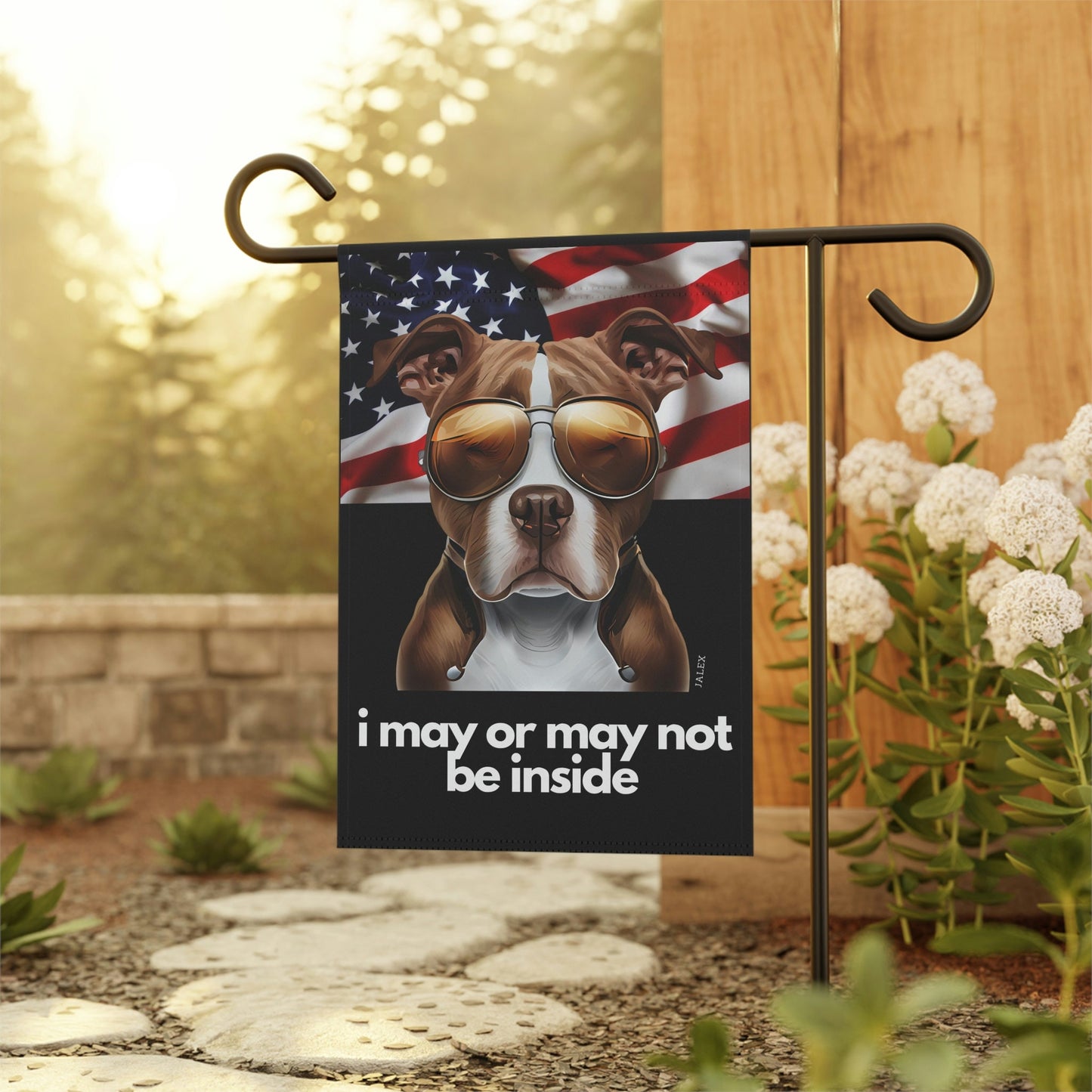 Pitt Bull Flag, Garden Flag, I May or May Not Be Inside, Patriotic, USA, United States, American, House Flag, Banner, Printed Both