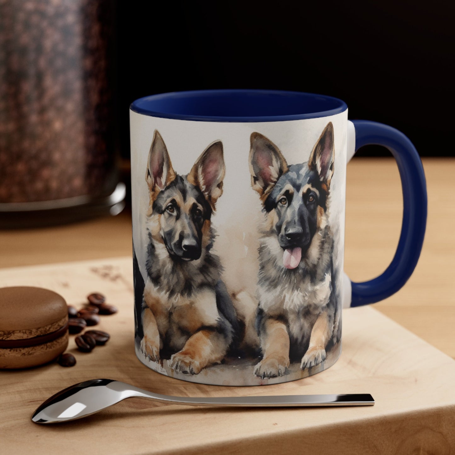 4 Older German Shepherd Puppies Coffee Mug, 11oz