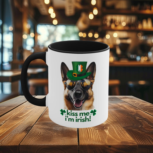 German Shepherd kiss me i'm irish funny cute gift dog lovers 11 oz. mug