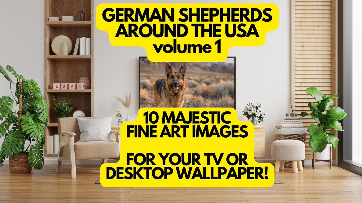 German Shepherds Around the USA Volume 1 | 10 Majestic Fine Art Images for TV or Desktop | Samsung Frame TV Art | Digital Download 