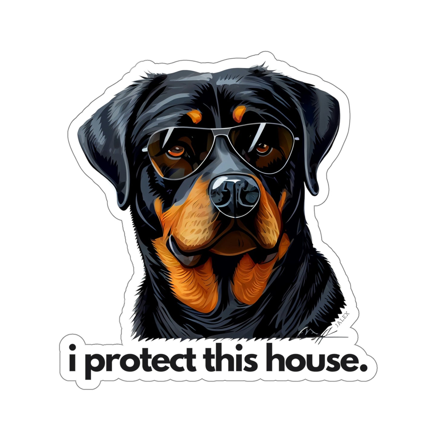 Rottweiler I Protect This House Sticker, Security Alarm, Rottie Protection, Guard Dog, Sunglasses, Front Door Sign, Window Sign