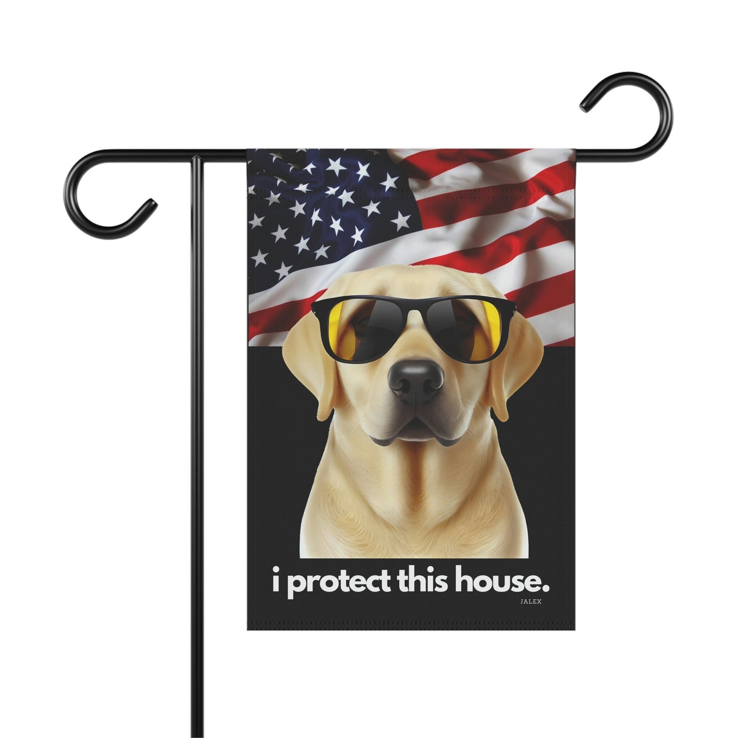 Yellow Lab Flag, Garden Flag, I Protect This House, Patriotic, USA, United States, American, House Flag, Banner, Printed Both Sides