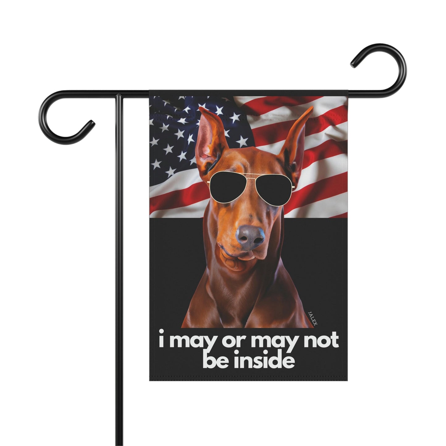 Red Doberman Flag, Garden Flag, I May or May Not Be Inside, Patriotic, USA, United States, American, House Flag, Banner, Printed Both Side