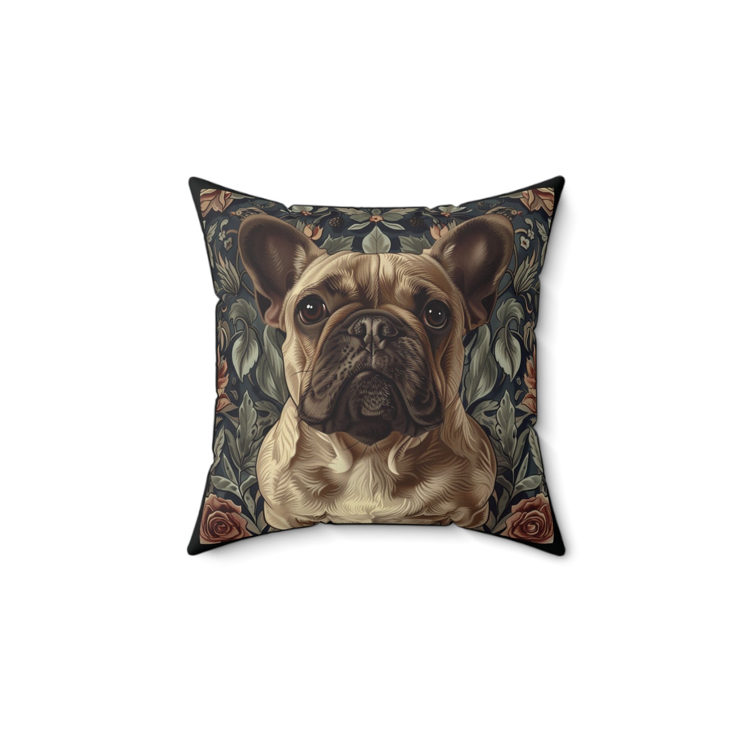 French Bulldog Fawn-Colored William Morris Style Gift Dog Lover Spun Polyester Square Pillow