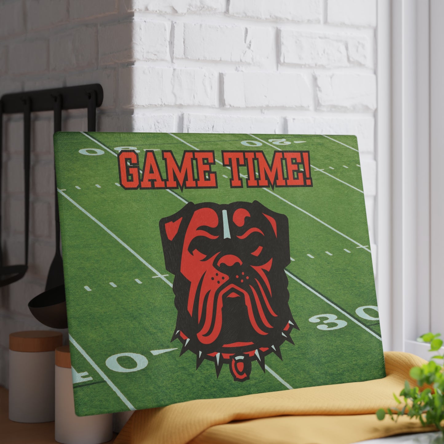 Game Time Football Field Green | Cleveland Browns | Glass Cutting Board