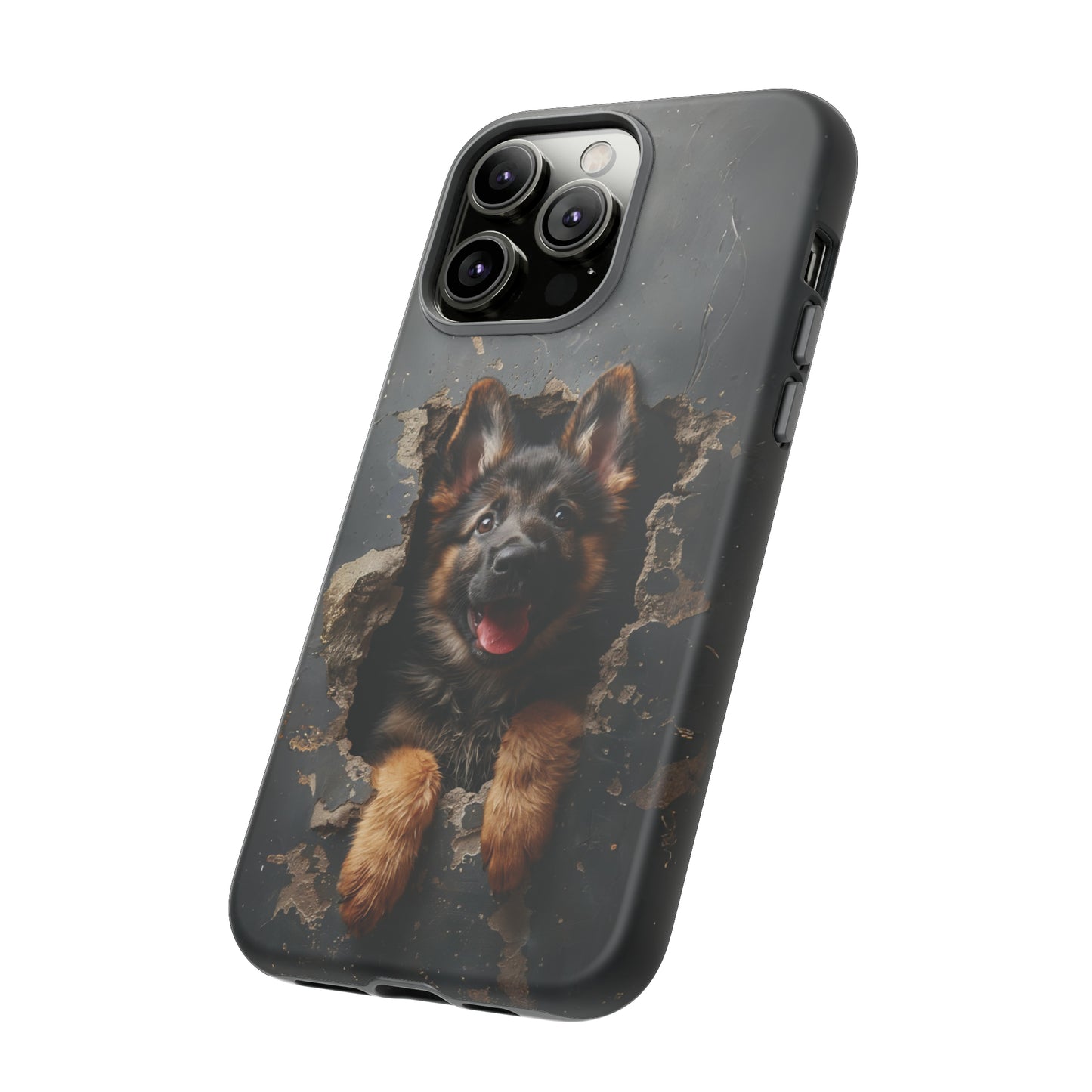 German Shepherd Puppy Breaking Wall | Dark Colors | Tough Phone Cases