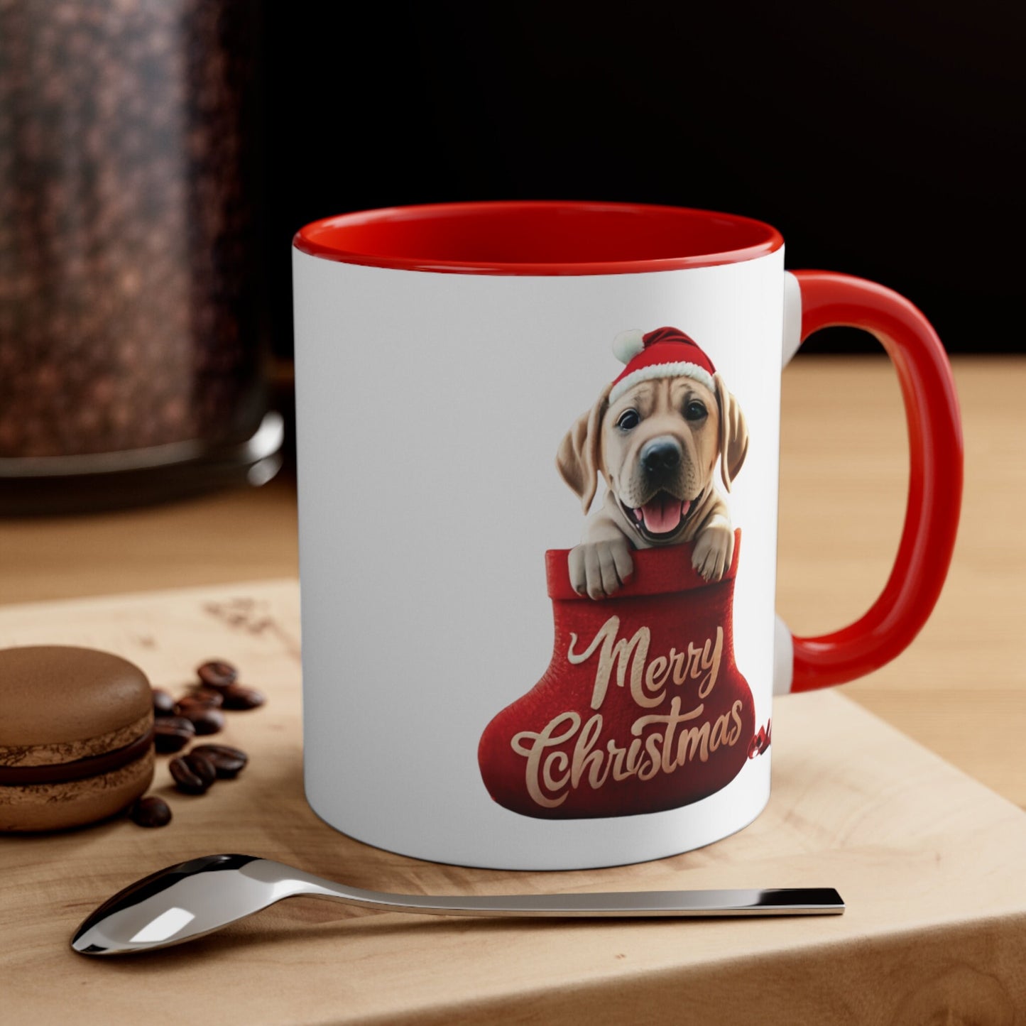 Labrador Retriever in Stocking with Santa Hat Merry Christmas | Coffee Mug, 11oz