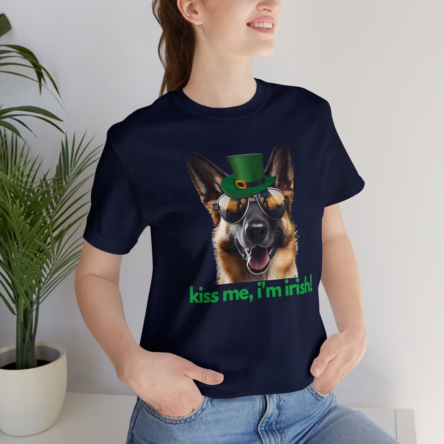 GSD kiss me im irish green letters Unisex Heavy Cotton Tee