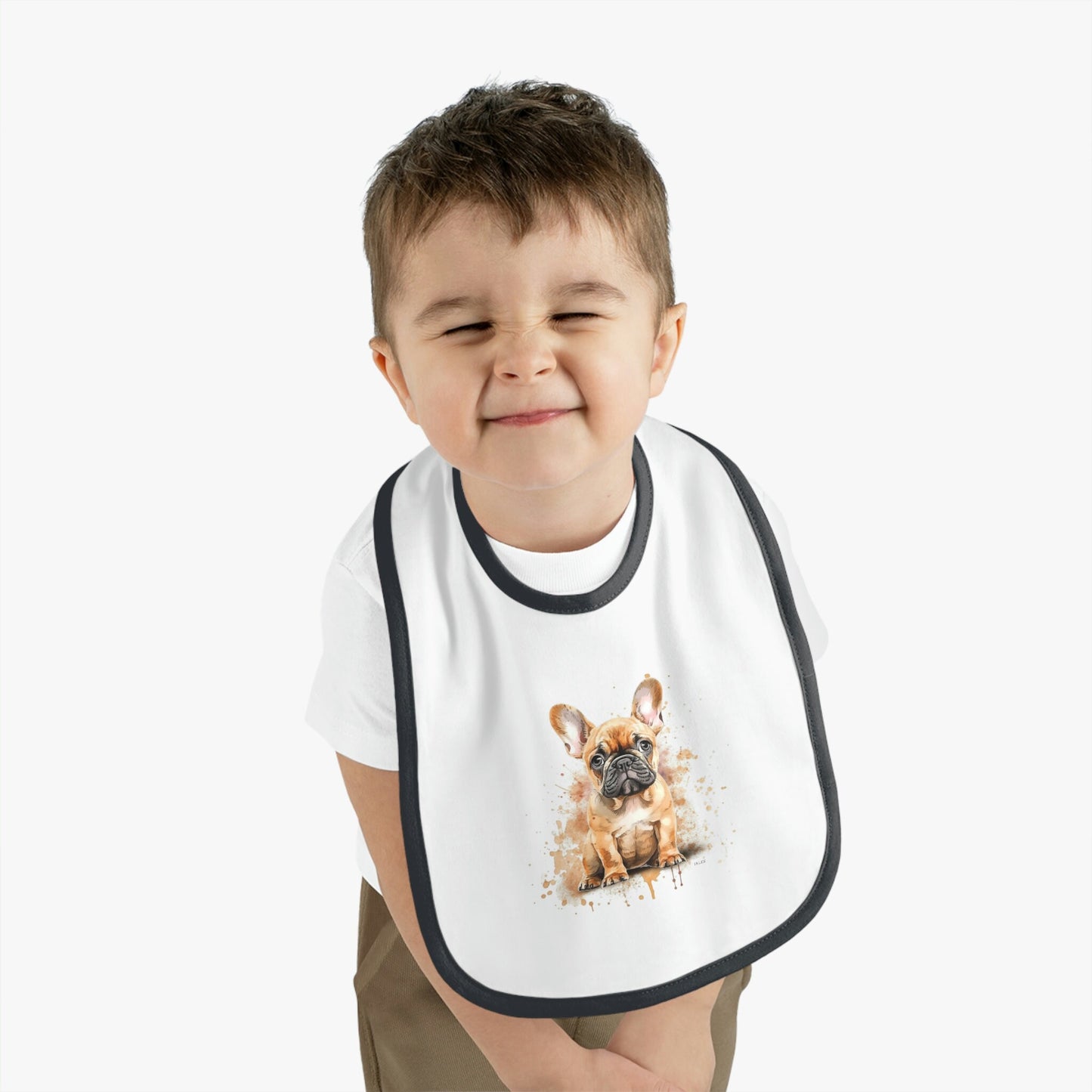 French Bulldog Puppy | Baby Contrast Trim Jersey Bib