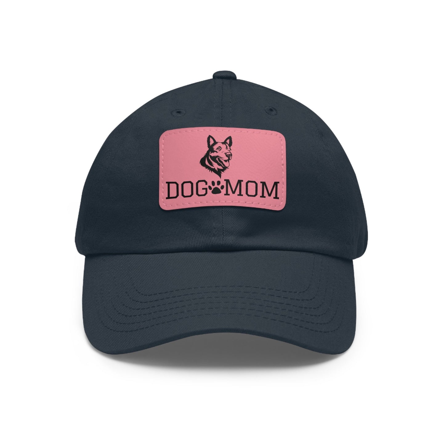 German Shepherd "Dog Mom" with Paw Print | Dad Hat with Leather Patch (Rectangle)