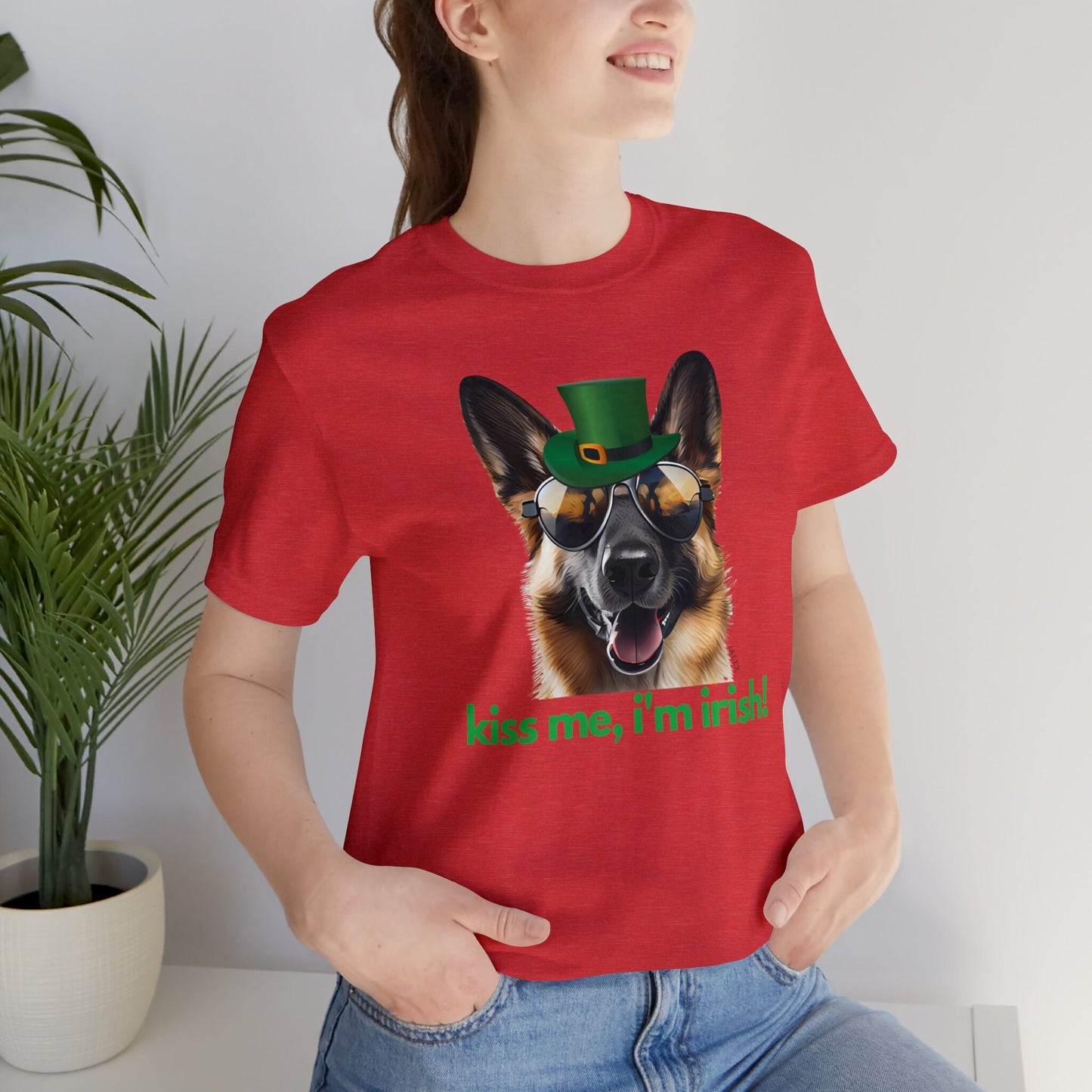 GSD kiss me im irish green letters Unisex Heavy Cotton Tee