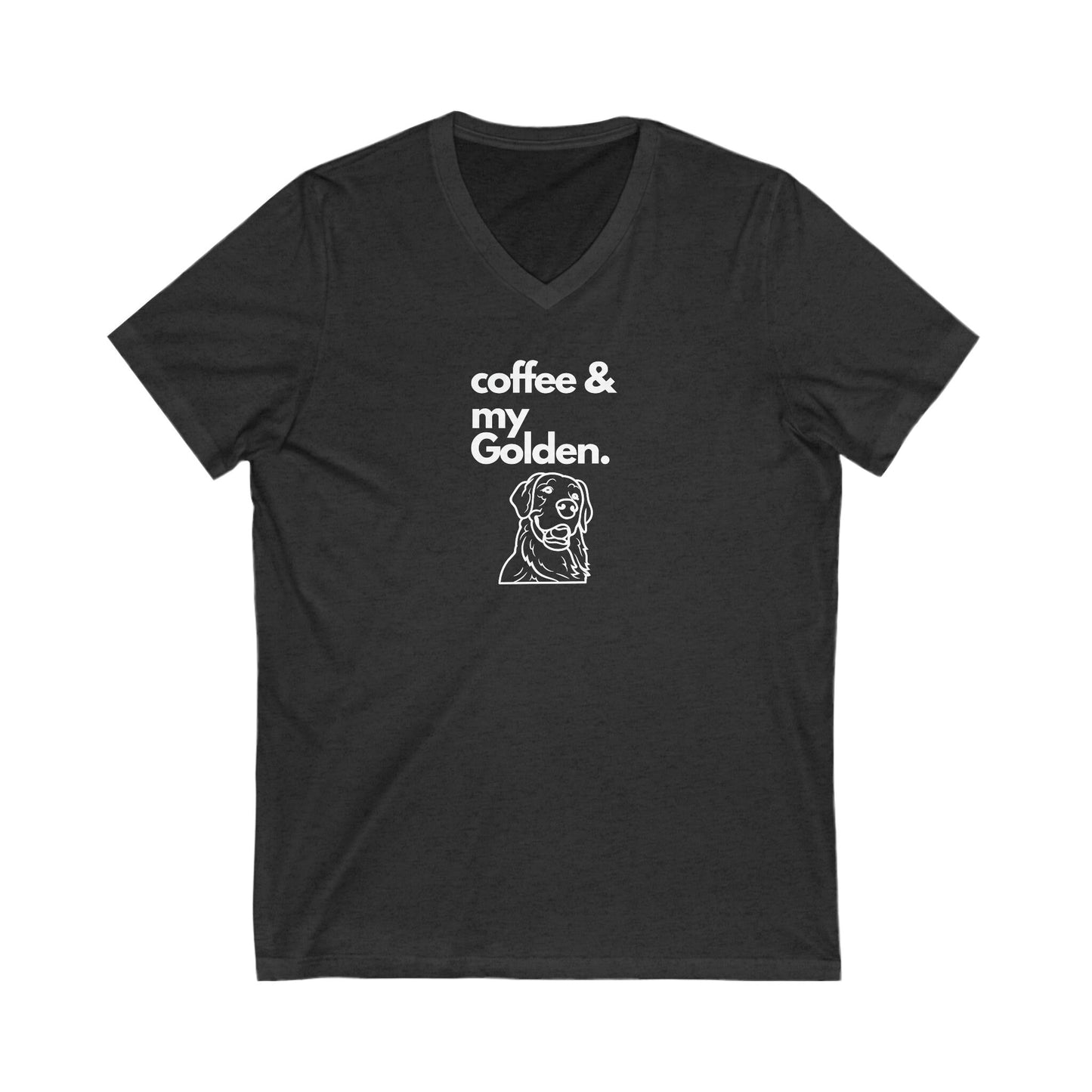 Coffee & My Golden Abstract Silhouette Unisex Jersey Short Sleeve V-Neck Tee