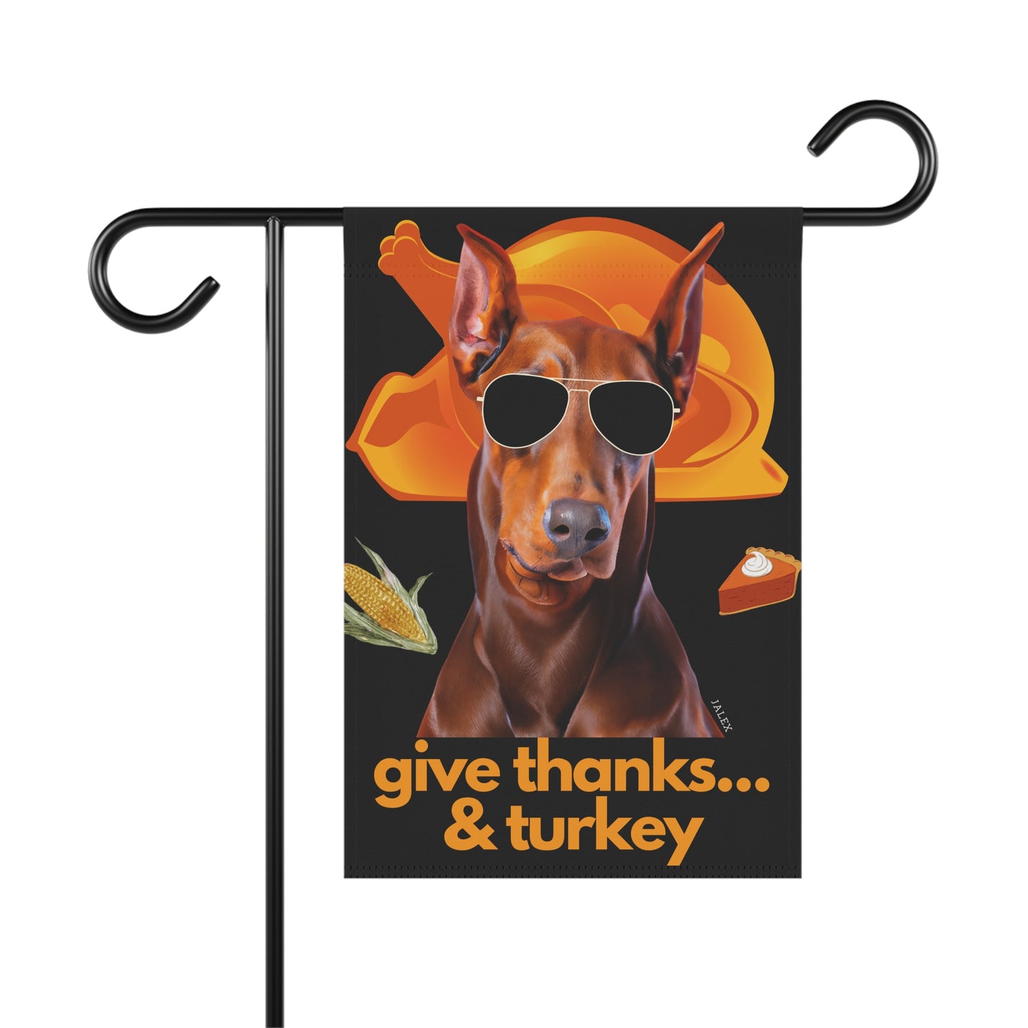 Red Doberman Flag, Garden Flag, Give Thanks & Turkey, House Flag, Banner, Printed Both Sides