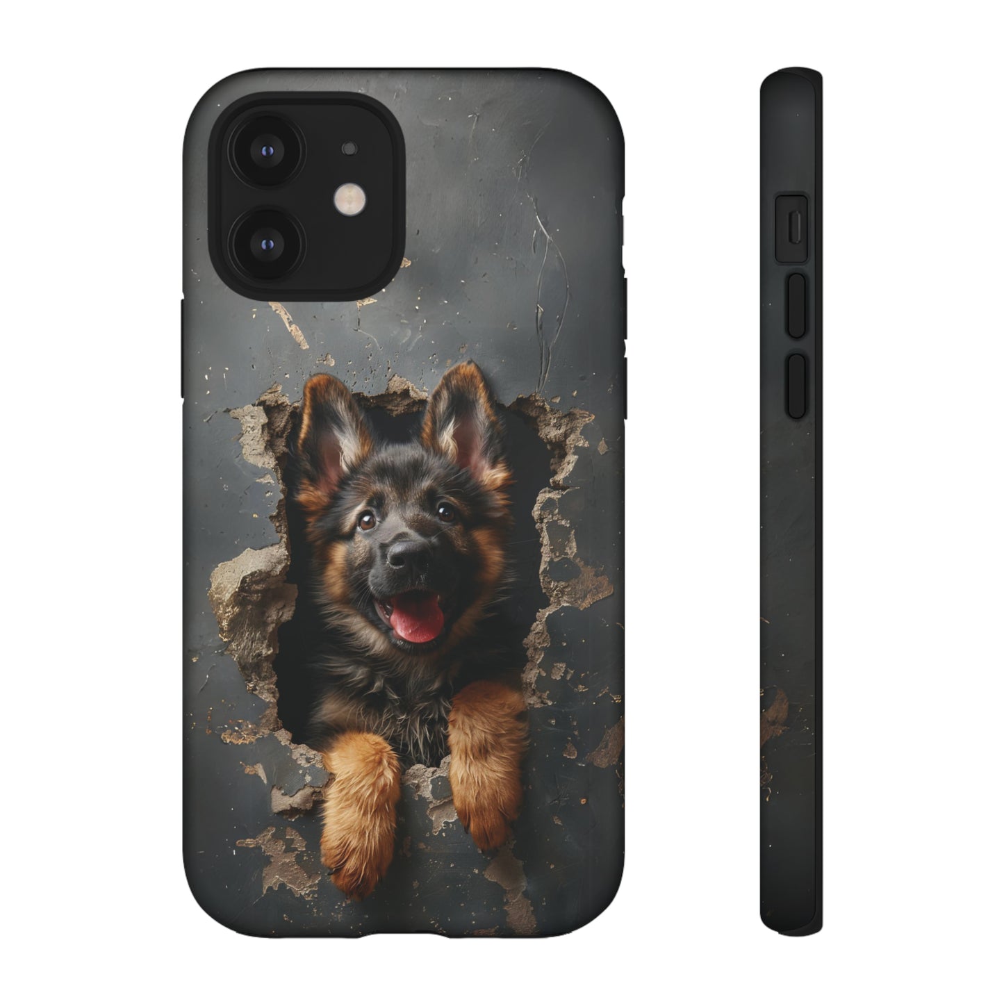 German Shepherd Puppy Breaking Wall | Dark Colors | Tough Phone Cases