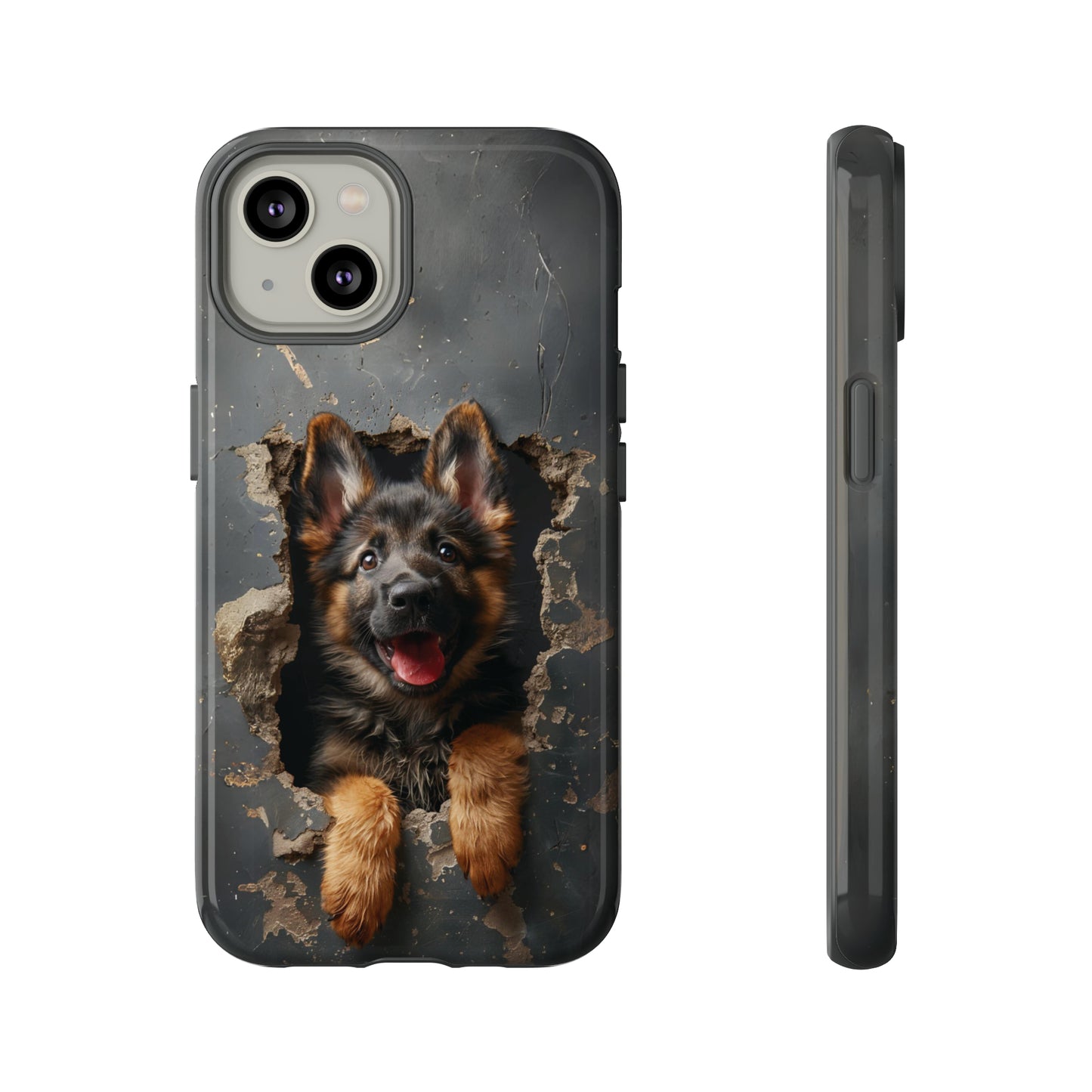 German Shepherd Puppy Breaking Wall | Dark Colors | Tough Phone Cases