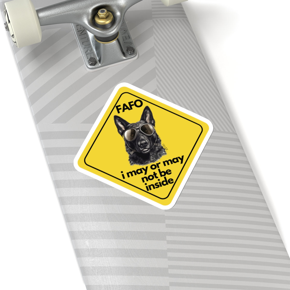 Custom Black German Shepherd "i may or may not be inside" Yellow Caution Style Sticker