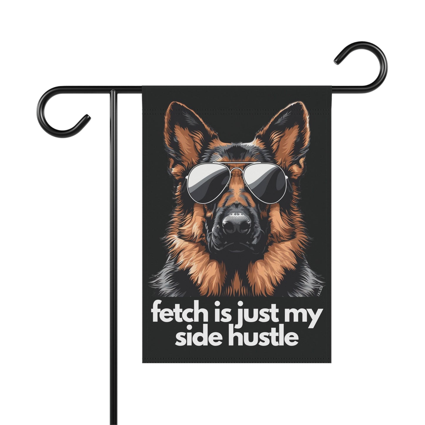 German Shepherd Flag, Garden Flag, Fetch Is Just My Side Hustle, House Flag, Banner, Gift, Dog Lover, Printed on both sides