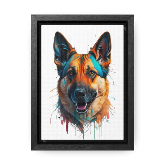 German Shepherd Watercolor Canvas Wrap, Wood Frame