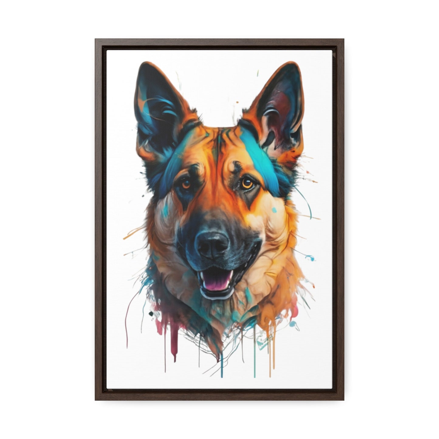 German Shepherd Watercolor Canvas Wrap, Wood Frame