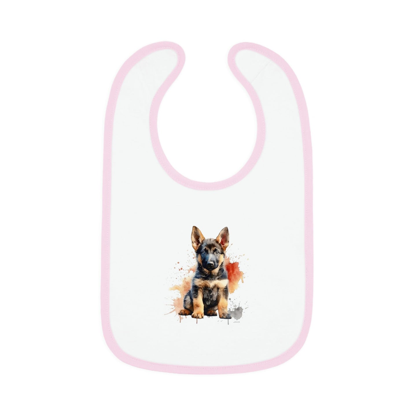 German Shepherd Puppy | Baby Contrast Trim Jersey Bib