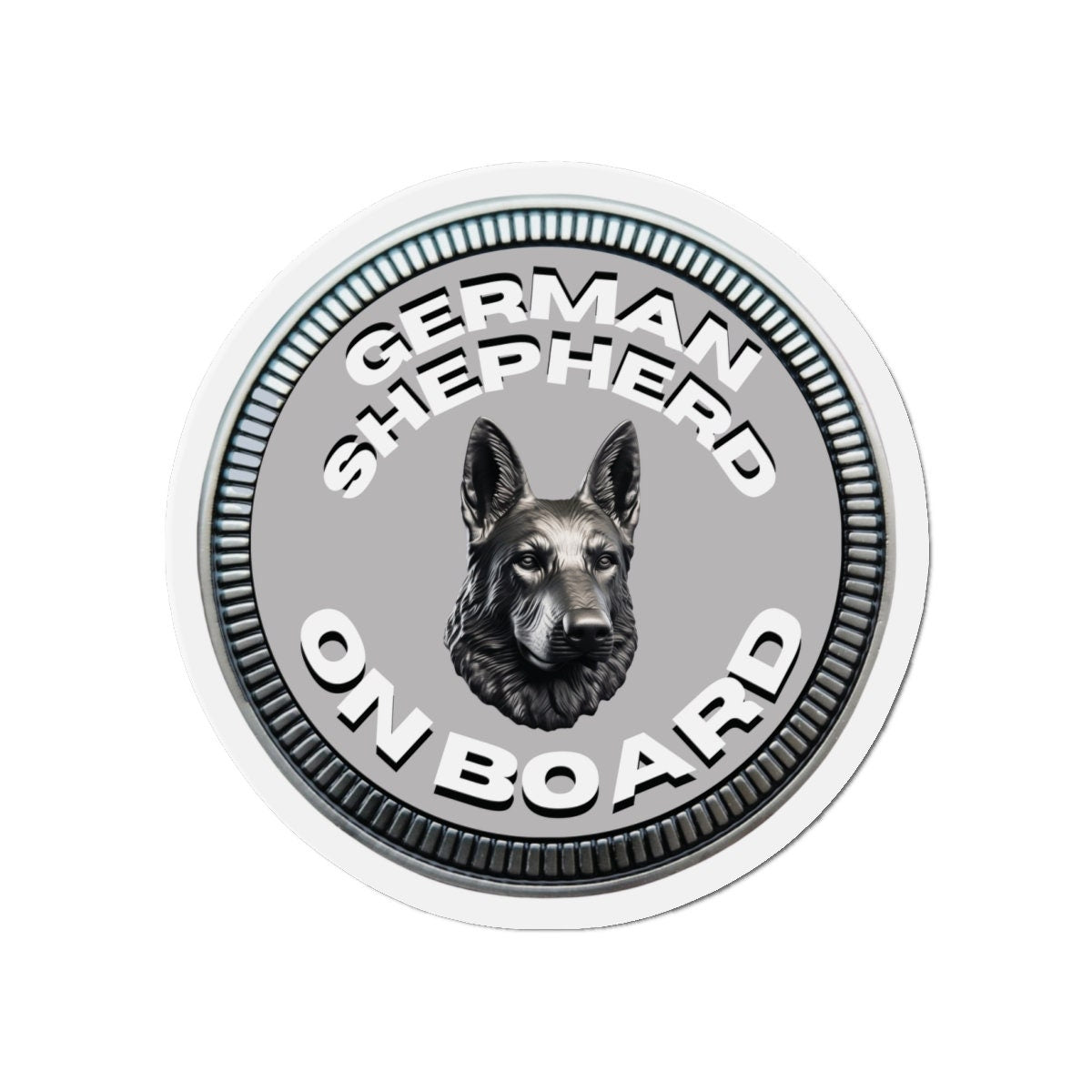 German Shepherd "ON BOARD" | Silver | Metal Looking Badge | Die-Cut Magnet