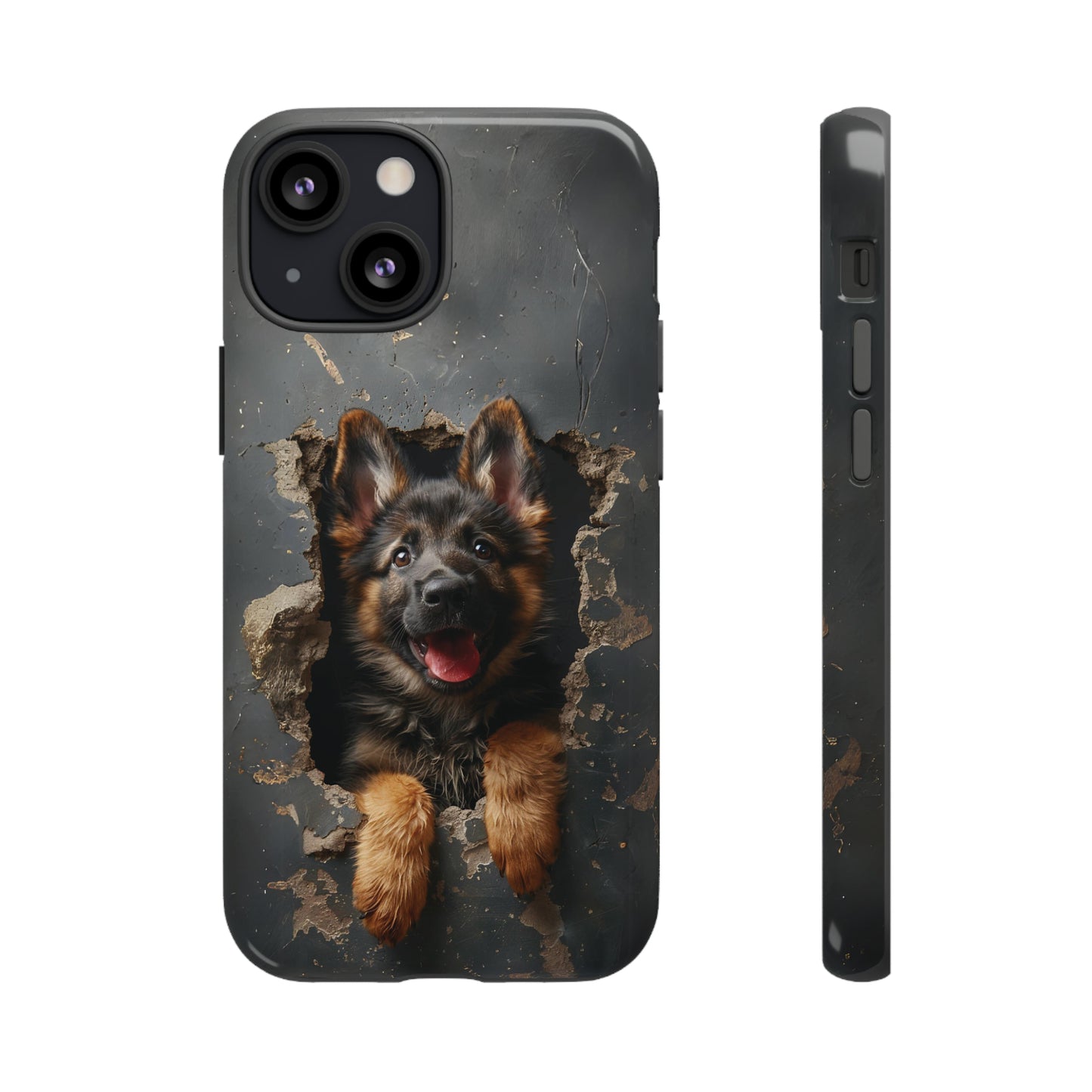 German Shepherd Puppy Breaking Wall | Dark Colors | Tough Phone Cases