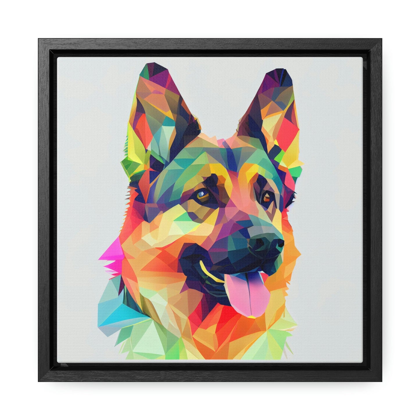 German Shepherd Multi-Colored Framed Canvas