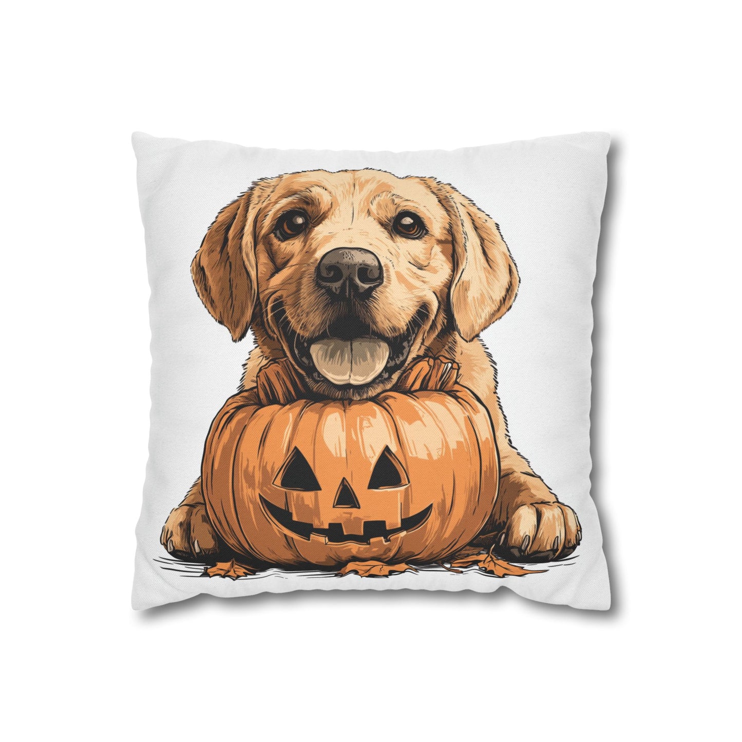 Cute Labrador with Pumpkin | Spun Polyester Square Pillowcase