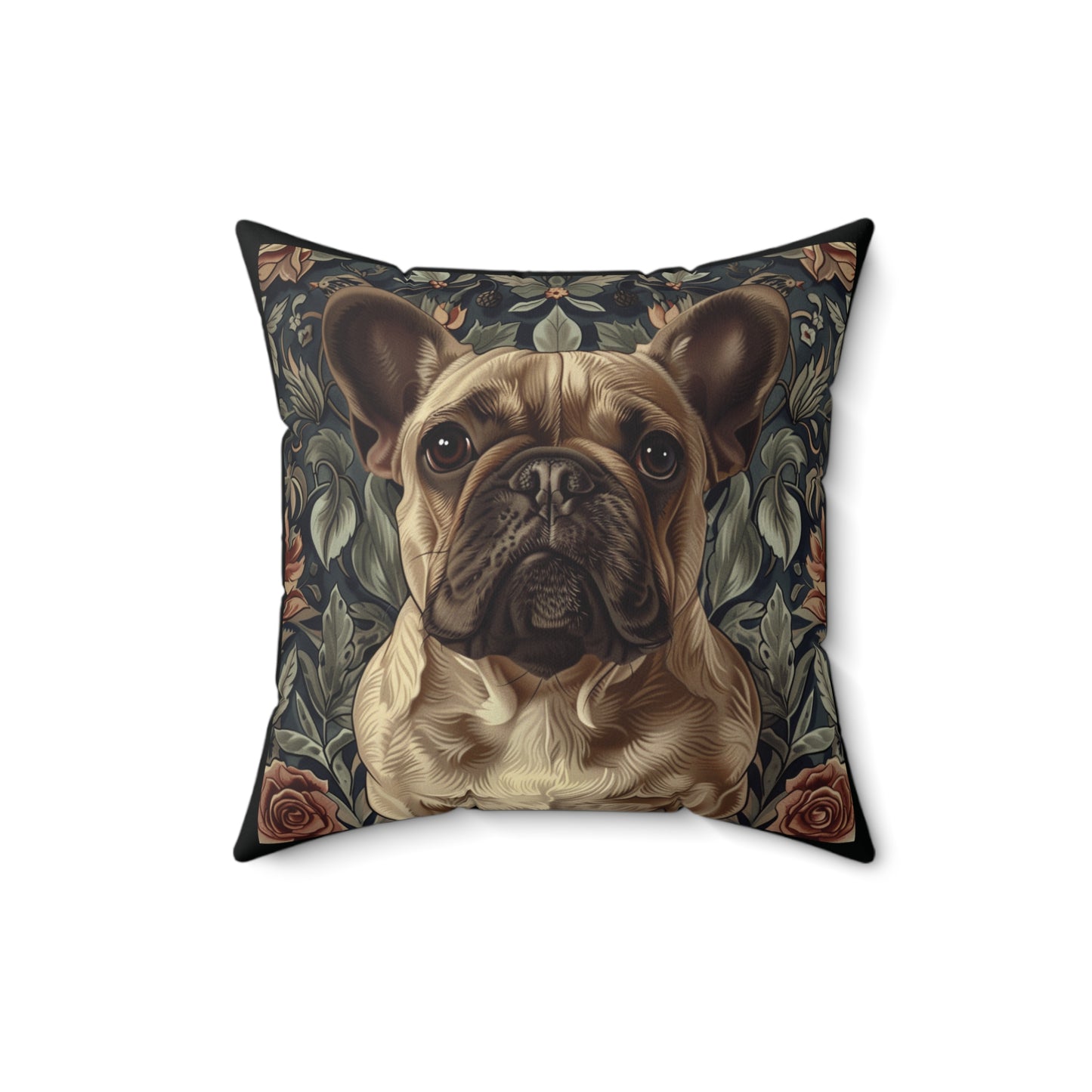 French Bulldog Fawn-Colored William Morris Style Gift Dog Lover Spun Polyester Square Pillow