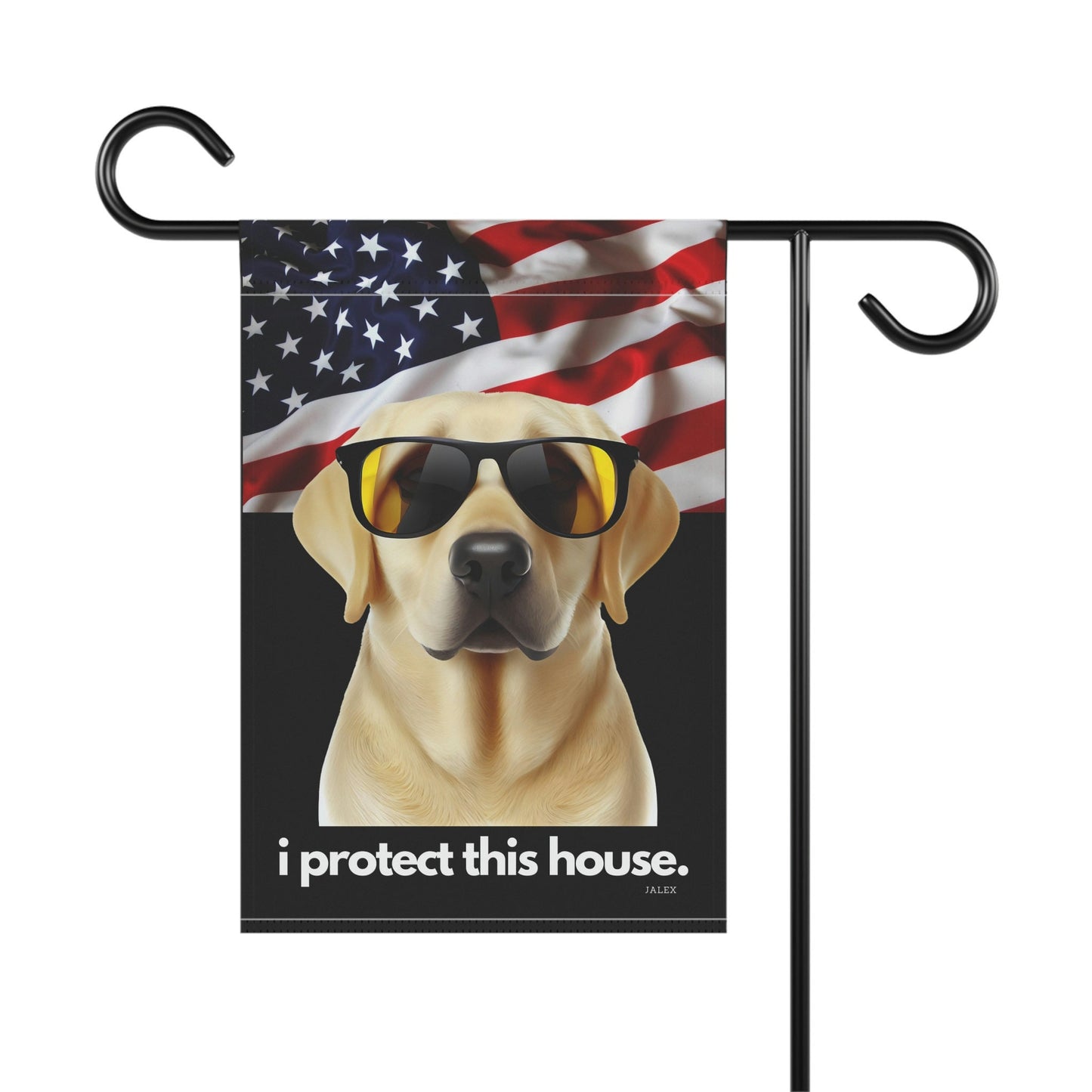 Yellow Lab Flag, Garden Flag, I Protect This House, Patriotic, USA, United States, American, House Flag, Banner, Printed Both Sides