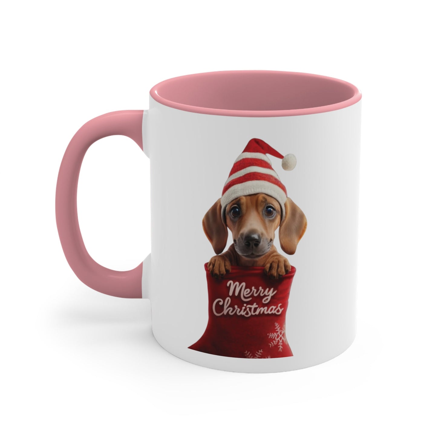 Dachshund in Stocking with Santa Hat Merry Christmas | Coffee Mug, 11oz