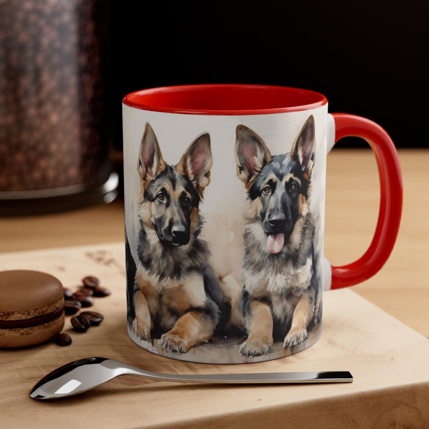 4 Older German Shepherd Puppies Coffee Mug, 11oz