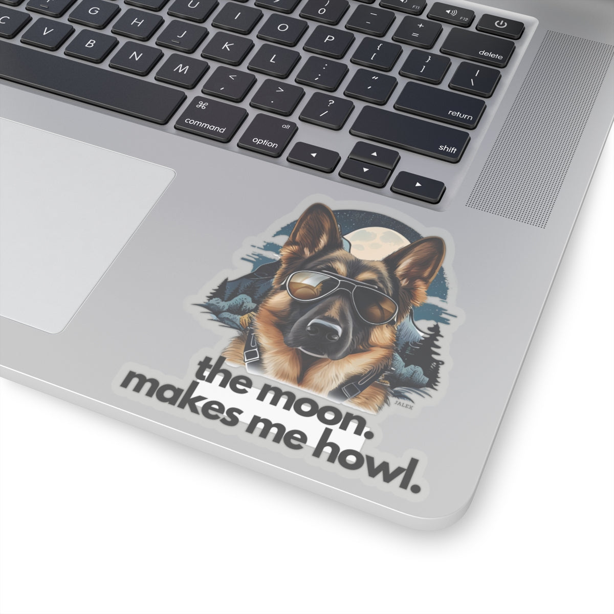 German Shepherd "the moon makes me howl." Sticker