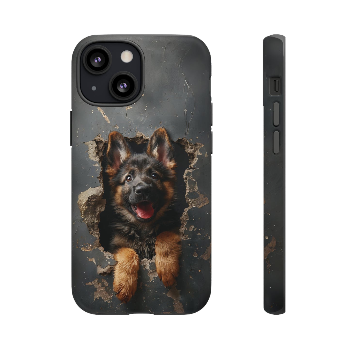 German Shepherd Puppy Breaking Wall | Dark Colors | Tough Phone Cases